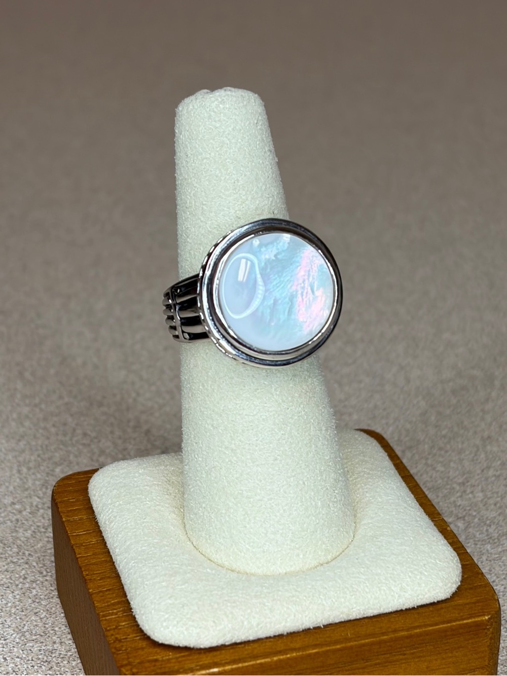 Silver Plated Mother of Pearl Statement Ring